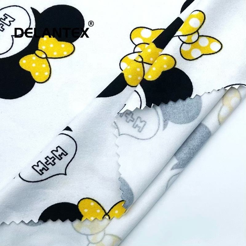 Delantex Double Brushed Printing Fabric 4 Way Stretch Spandex Knitting Fabric by the Roll for Sportswear Free Sample