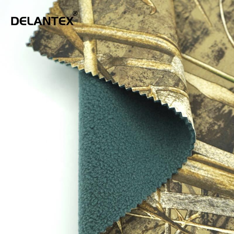Delantex Hot Sale Sports Fleece Windproof TPU Bonded Softshell Fleece Fabric for Jacket Winter Fabrics for Clothing