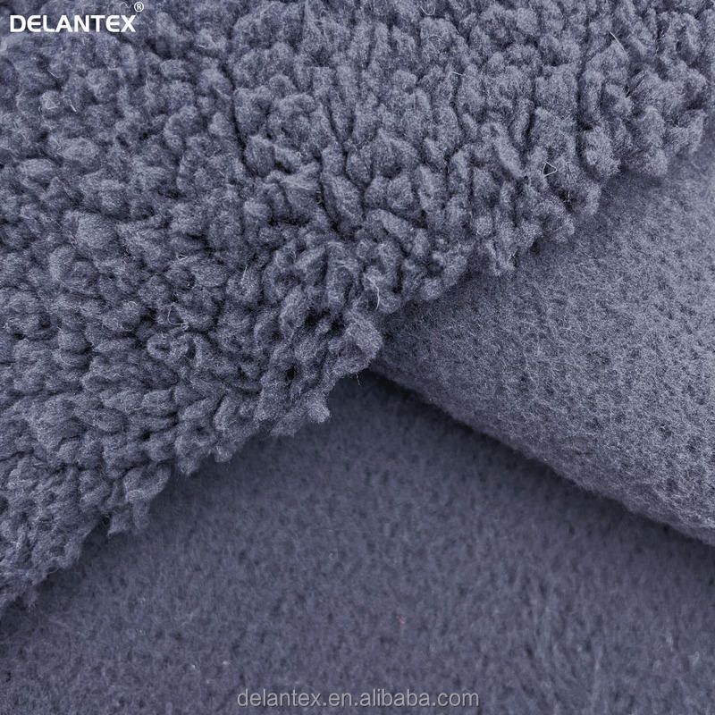 Wholesale 100% Polyester Knitted Black Thick Sherpa Fleece Fabric by the Yard