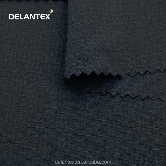 Delantex Manufacture Double-line Grid Four Way Stretch Scrubs Fabric for Medical Uniform