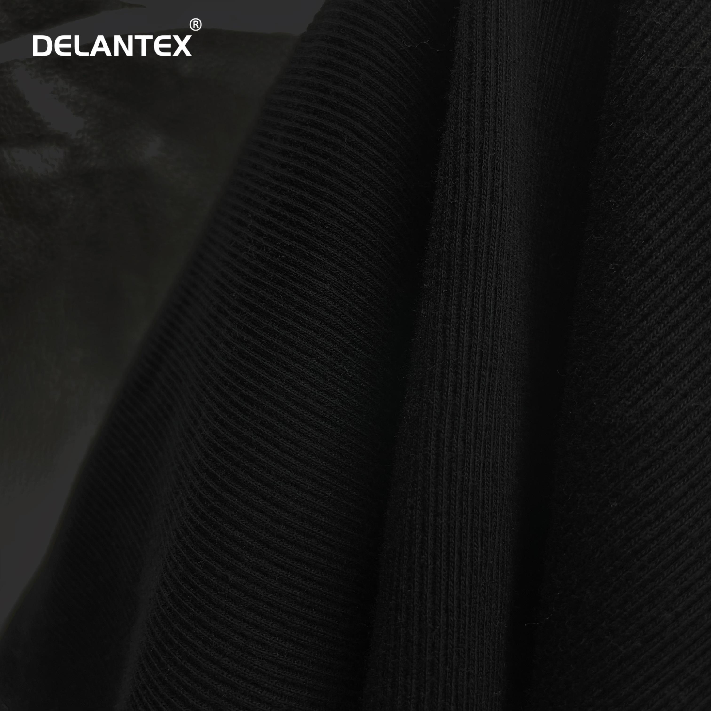 Delantex Custom Color Ribbing 95% Polyester 5% Spandex Solid 310GSM Ribbed 2*2 Rib Knit Fabric