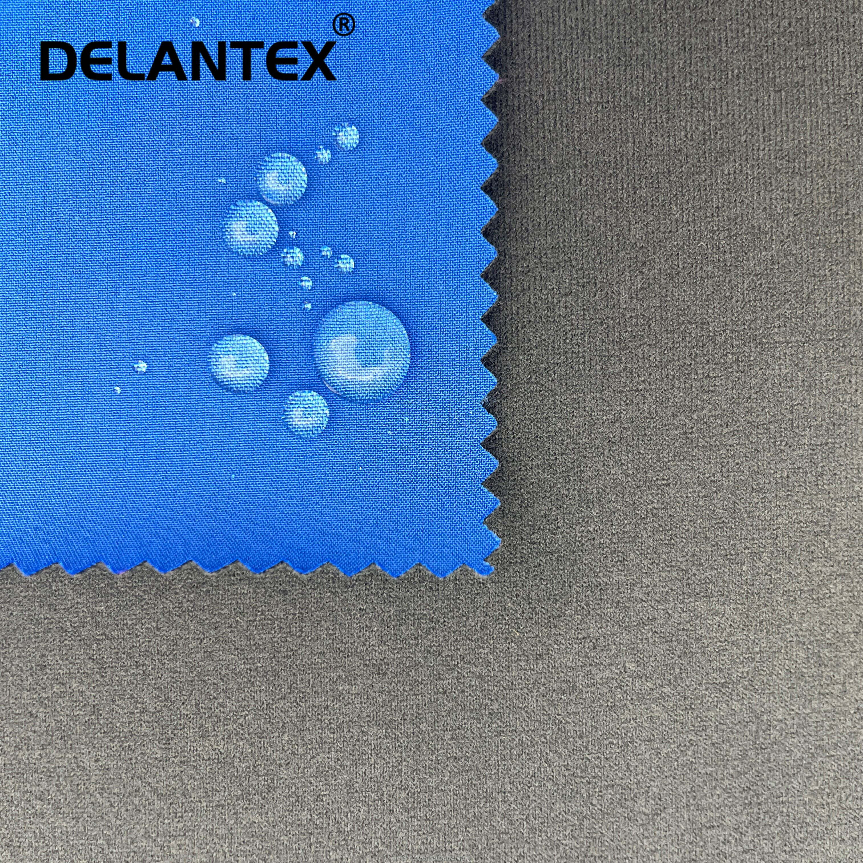 Delantex 2-Layer Water Repellent 4-Way Stretch 100% Polyester Soft Shell Fleece Fabric 350gsm Solid Color