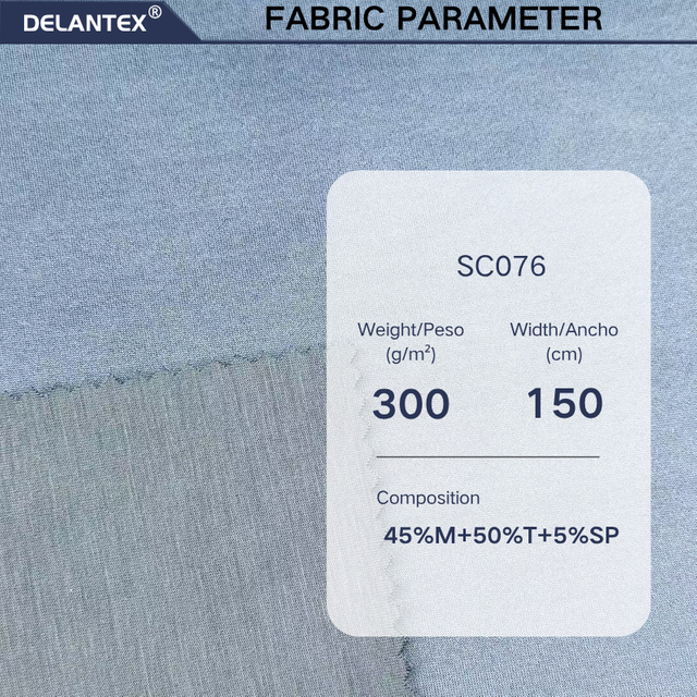 Delantex 150cm 300gsm 45%model 50%polyester 5%spandex scuba Fabric for Work Uniform