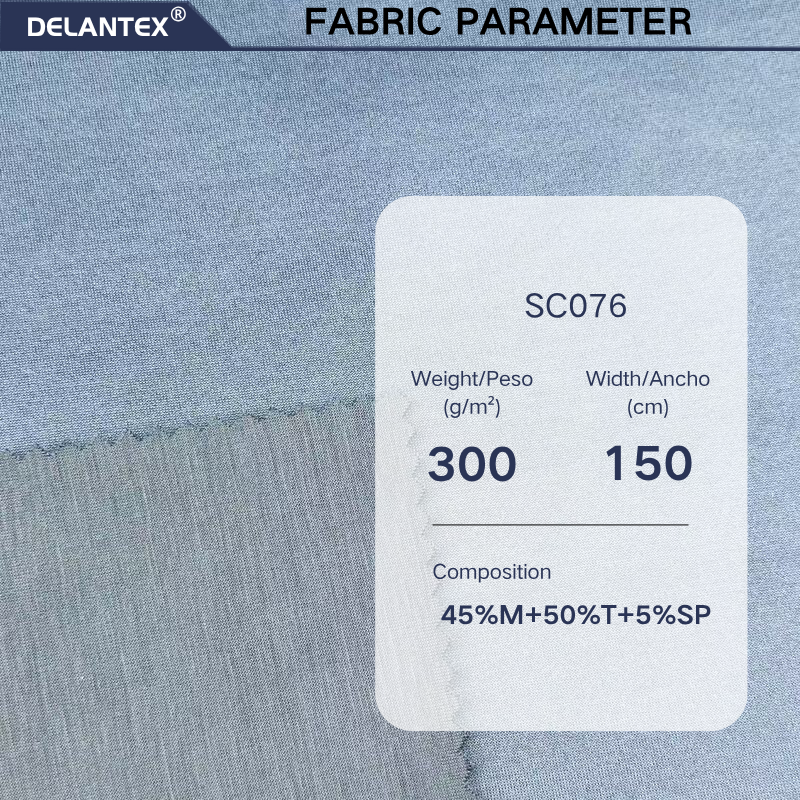Delantex 150cm 300gsm 45%model 50%polyester 5%spandex scuba Fabric for Work Uniform