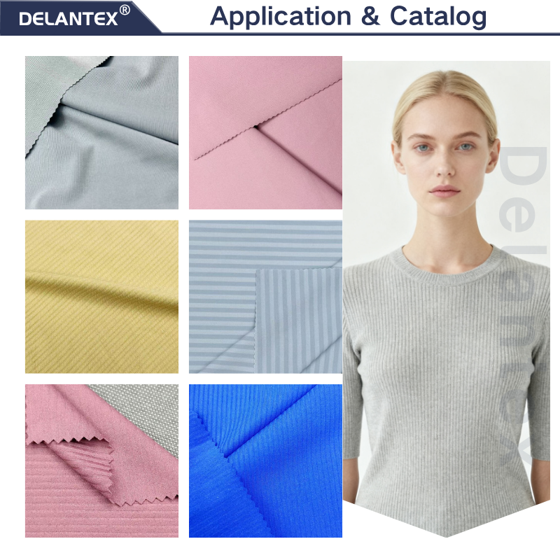 Delantex Color 80%nylon 20%spandex Customizable Ribbed Fabric Can Be Used for Women's Tops and Skirts