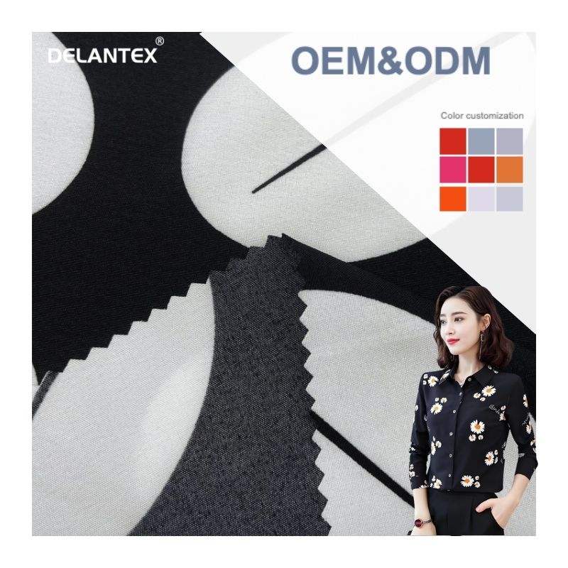 Delantex High Quality Super Soft Polyester Spandex Printed 4-Way Stretch Fabric for Blouse