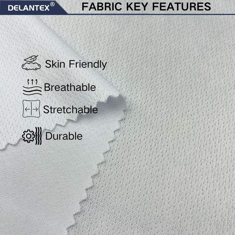 Delantex 100%Polyester 138GSM 180cm Mesh Fabric for Sportswear