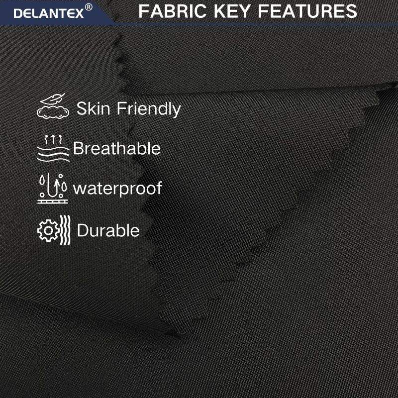 Delantex Sports Fabric 100% Polyester Black Twill Woven Fabric 170gsm for Women Dress