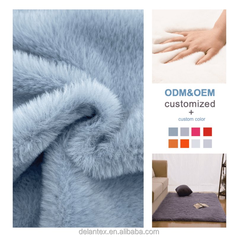 Delantex Customized Colors Soft High Quality Keeping Warm Polyester Rabbit Fur Fabric Wholesaler