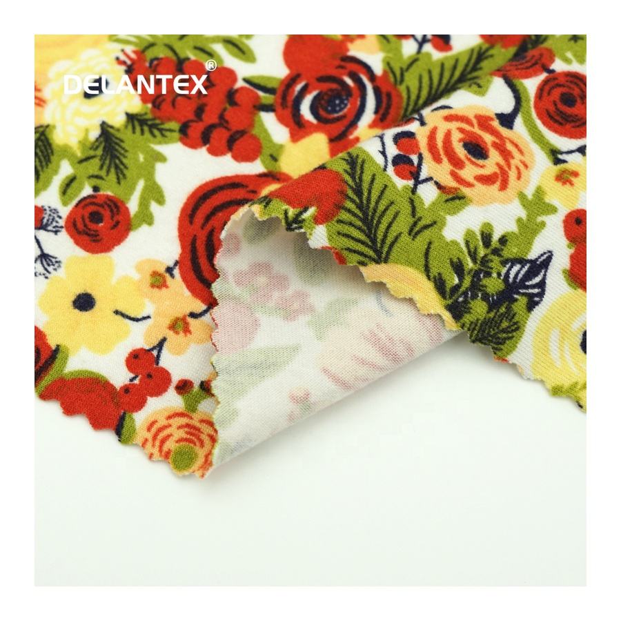 Delantex 150GSM-200GSM Stretchy Jersey Garment DTY Brush Print Fabric Factory With Low Price
