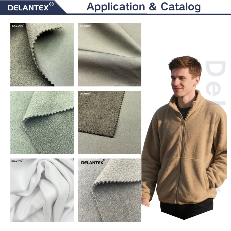 Delantex Selling Winter Outdoor Sports Windproof and Waterproof Fleece Adhesive Fabric Direct Sales 100%polyester Fabric