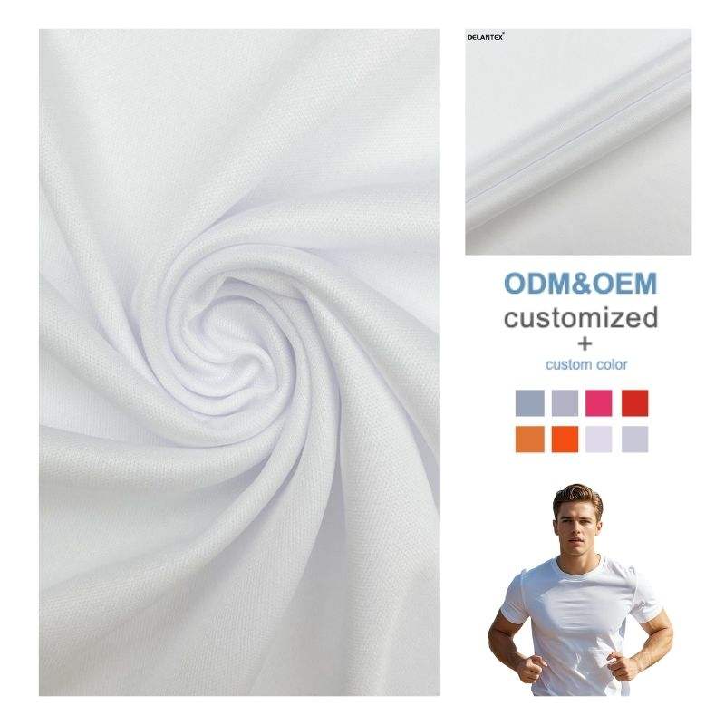 Delantex High Elastic 120GSM White Sublimation Interlock Fabric for Breathable Sportswear