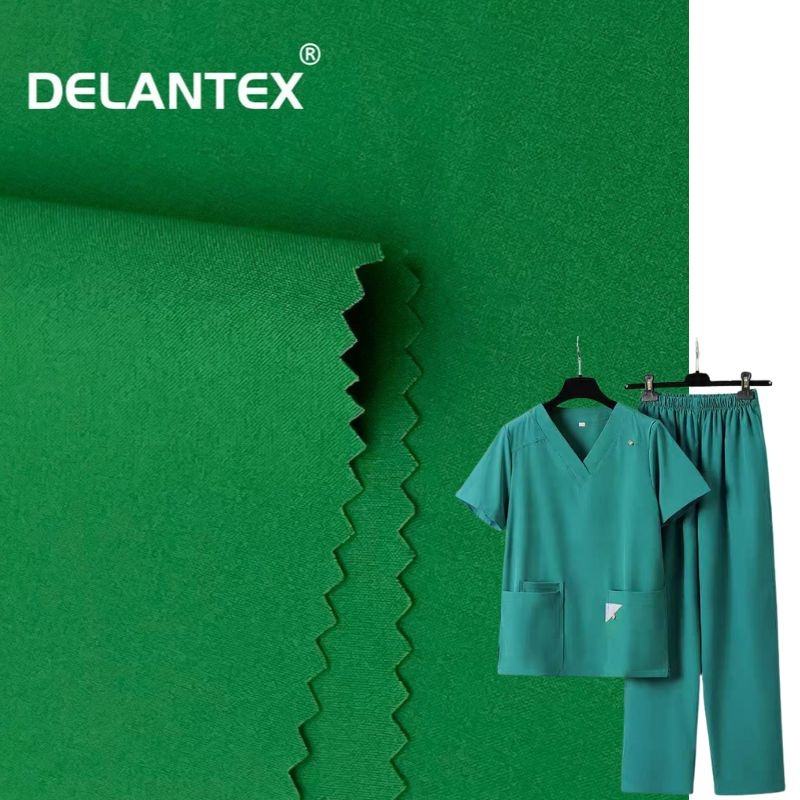 Delantex Water-Resistant Plain Weave 4 Way Stretch Fabric Jurly Fabric 140GSM Figs Scrubs Fabric Free Sample