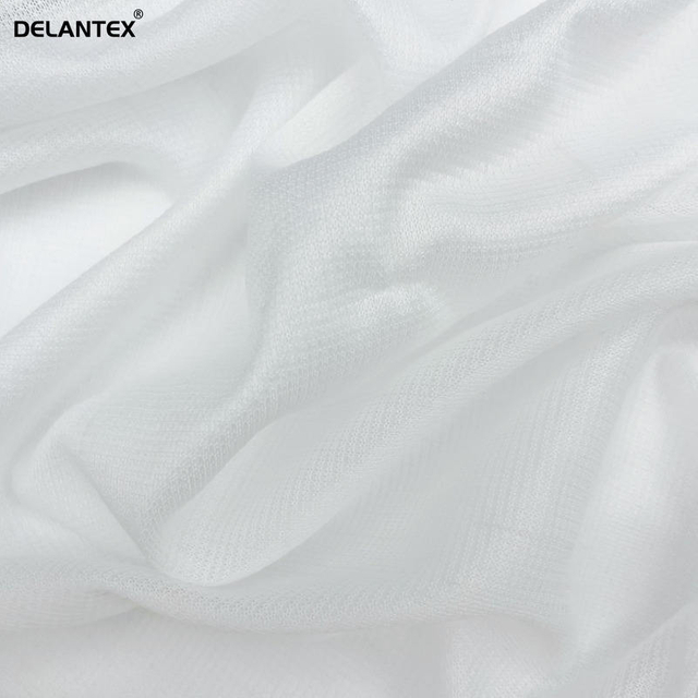 Delantex 100%polyester Lightweight 45GSM High Elastic Quick Dry White Mesh Fabric for Lining and Sportswear