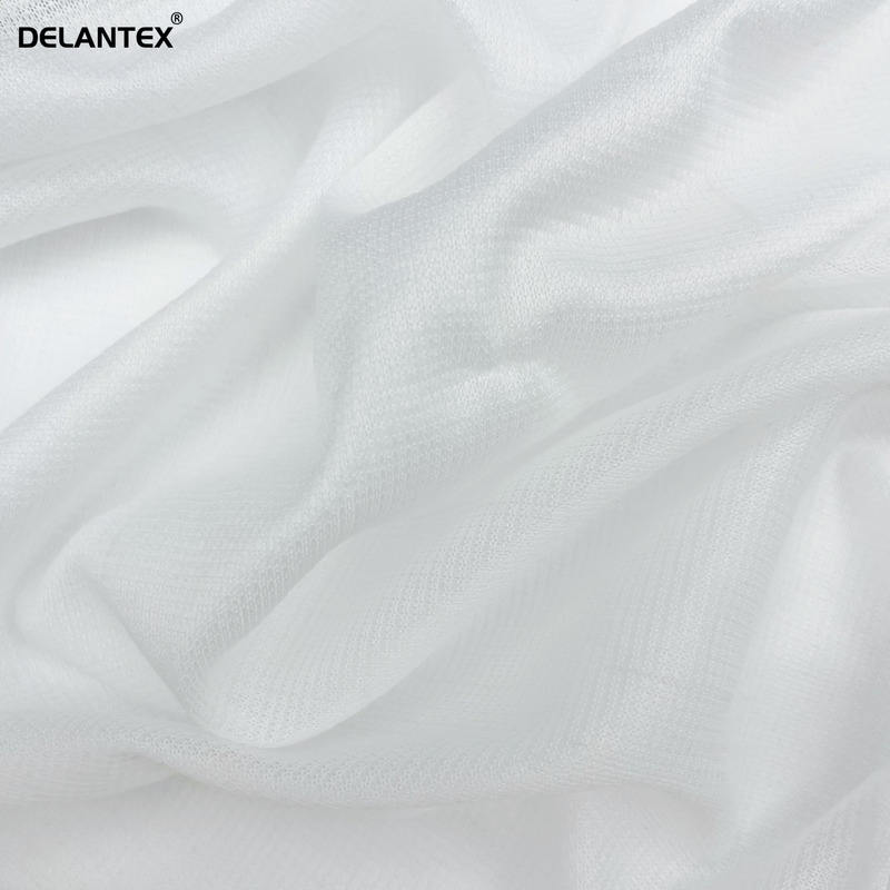 Delantex 100%polyester Lightweight 45GSM High Elastic Quick Dry White Mesh Fabric for Lining and Sportswear