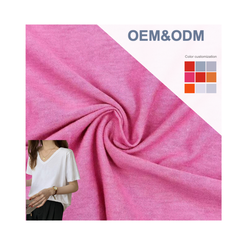 Delantex Pink Breathable CVC Fabric Color Can Be Customized, Summer Hot Selling T-shirt Fabric Anti-static and Anti Pilling
