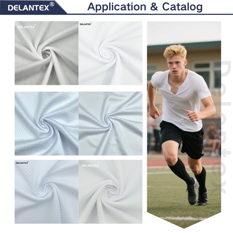 Delantex 100 Polyester Mesh 150GSM Fabric 160cm for Sublimated Sportswear Breathable Microfiber Fabric