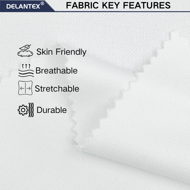 Delantex Dye Sublimation Polyester Fabric White Color Quick Dry Mesh Fabric Mesh Fabric