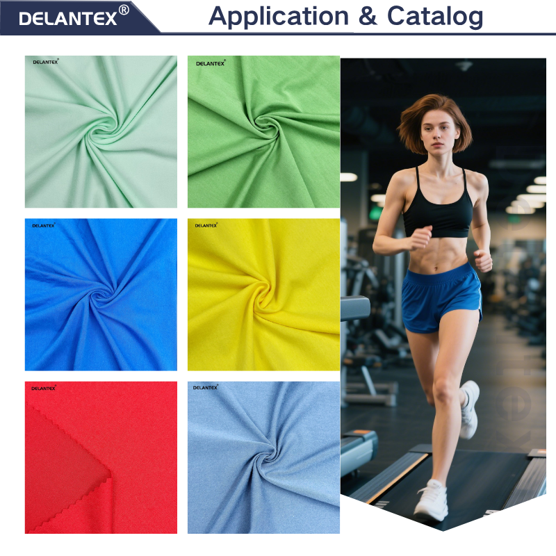 Delantex Hot Sale Yoga Fabric-32% Polyester 8% Spandex 60%cotton Stretch Legging Breathable 180gsm Sportswear for Girls Plain