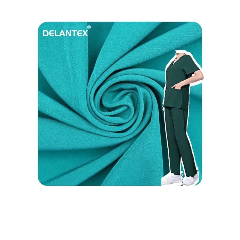 Delantex Medical Uniform Twill Polyester Rayon Spandex Fabric for Scrubs Free Sample