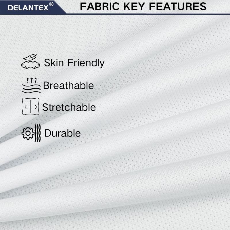 Delantex 100 Polyester Weft Knitted Dry Fit Mesh Fabric for Breathable Sport T-shirt Polyester Fabric for Sublimation Printing
