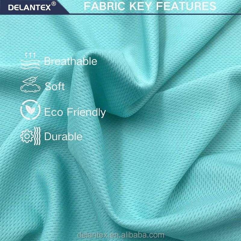 Delantex High Quality 100% Polyester Birds Eye Air Mesh Fabric Breathable Stretch for Outdoor Sports Free Sample