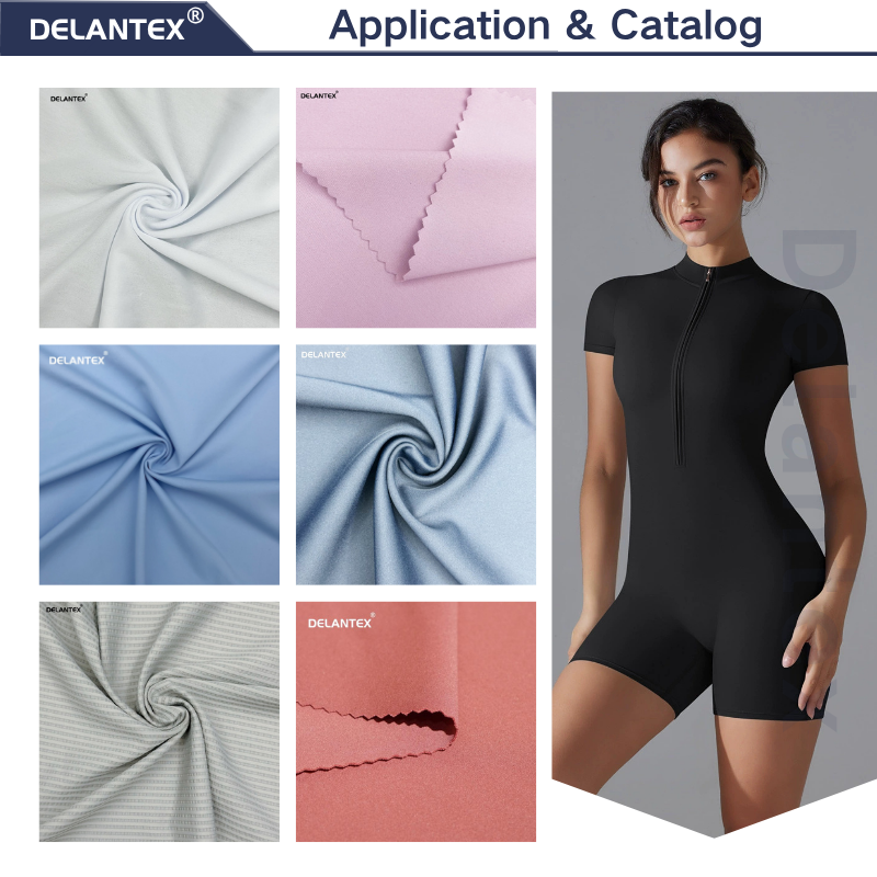 Delantex Breathable and Lightweight Spandex Polyamide Fabric with Four-way Stretch for Clothing Black 155cm 335gsm