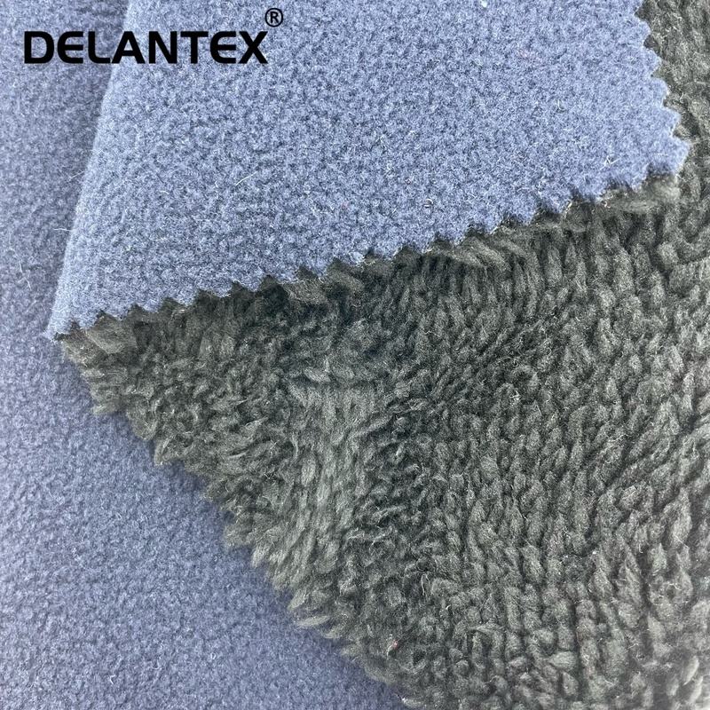 Delantex Manufacture Knit Polyester Polar Fleece and Sherpa Fleece Bonded Fabric Free Sample