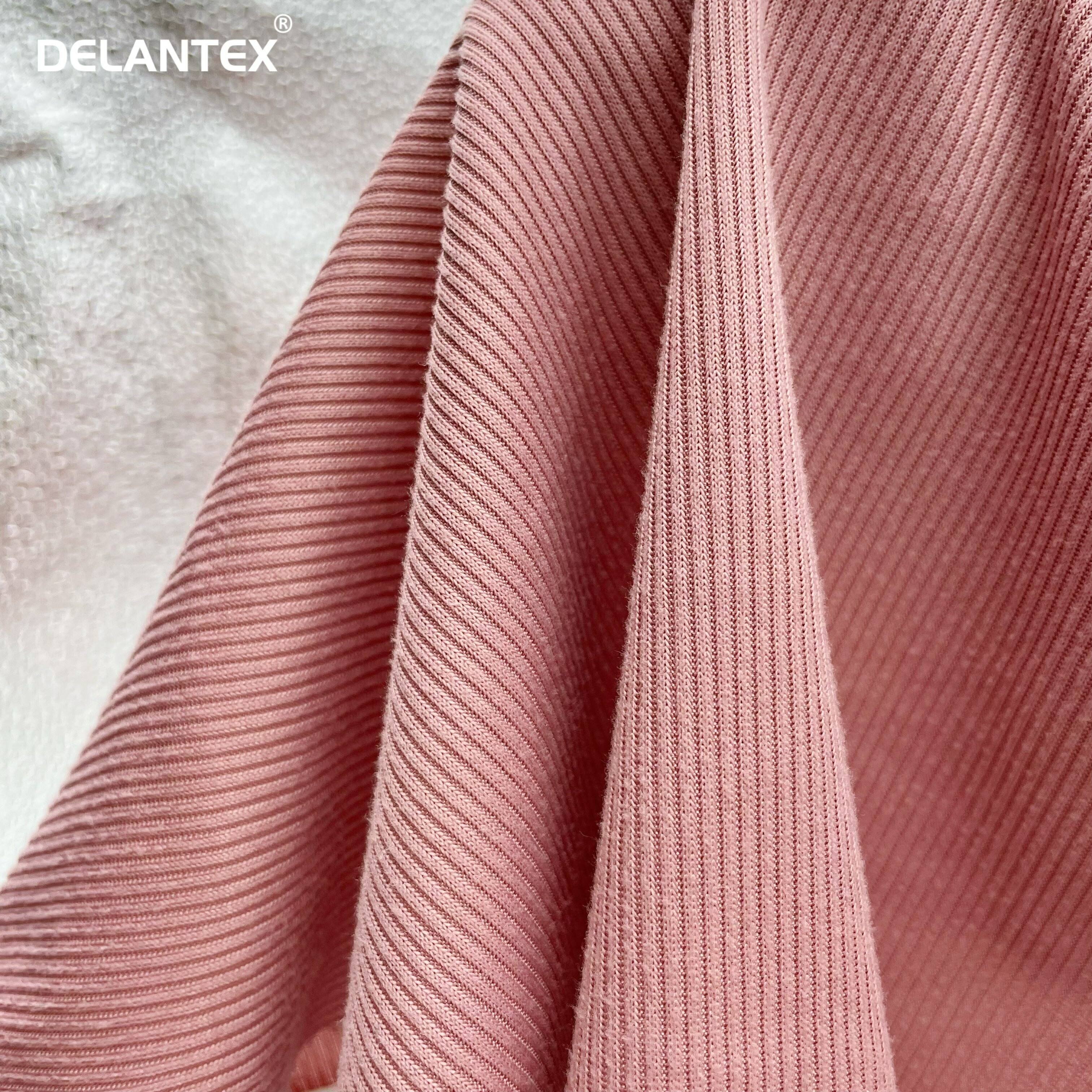 Delantex Factory Price DTY 2*2 Rib 2 Sides Brushed Poly Spandex Rib Fabric Free Sample