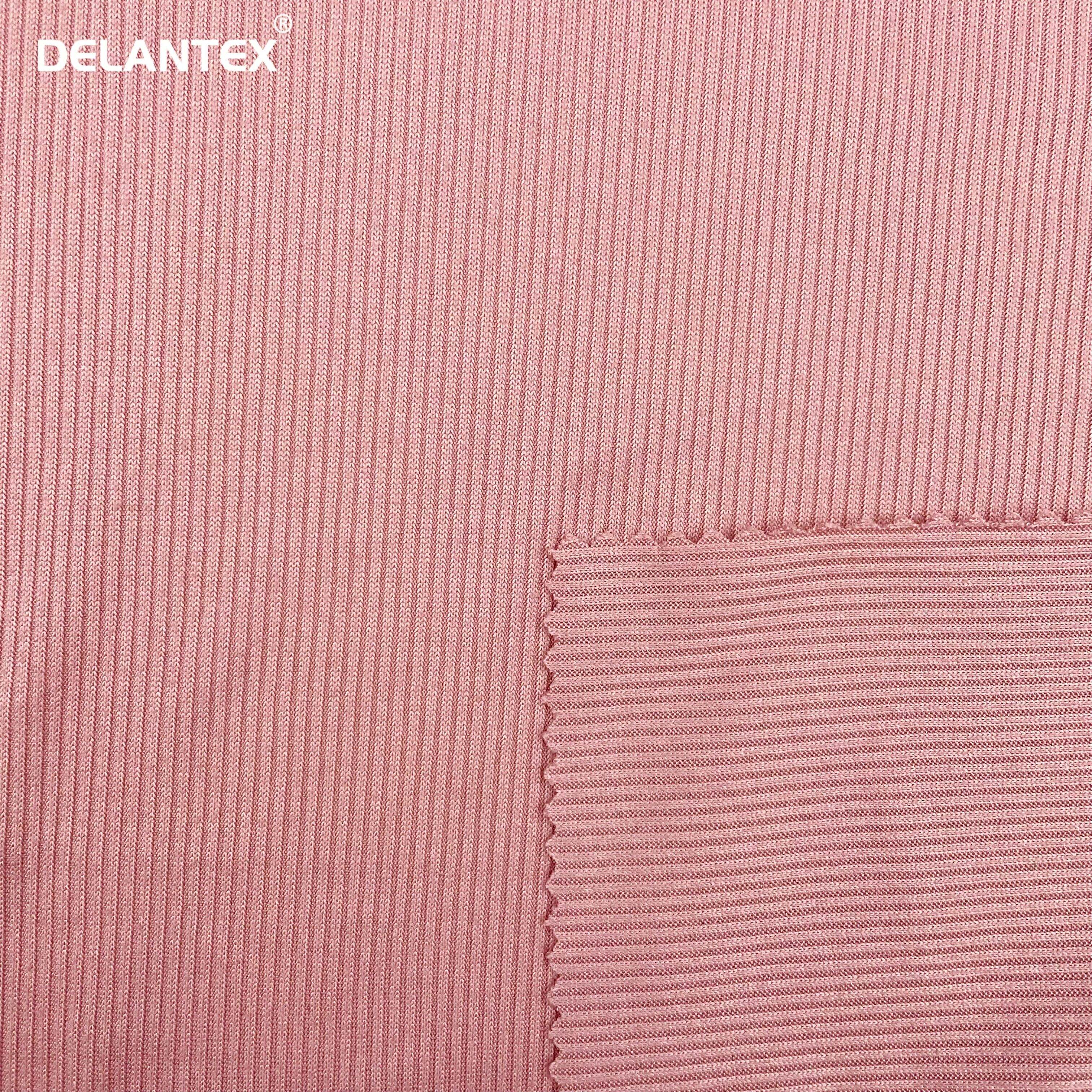 Delantex Factory Price DTY 2*2 Rib 2 Sides Brushed Poly Spandex Rib Fabric Free Sample