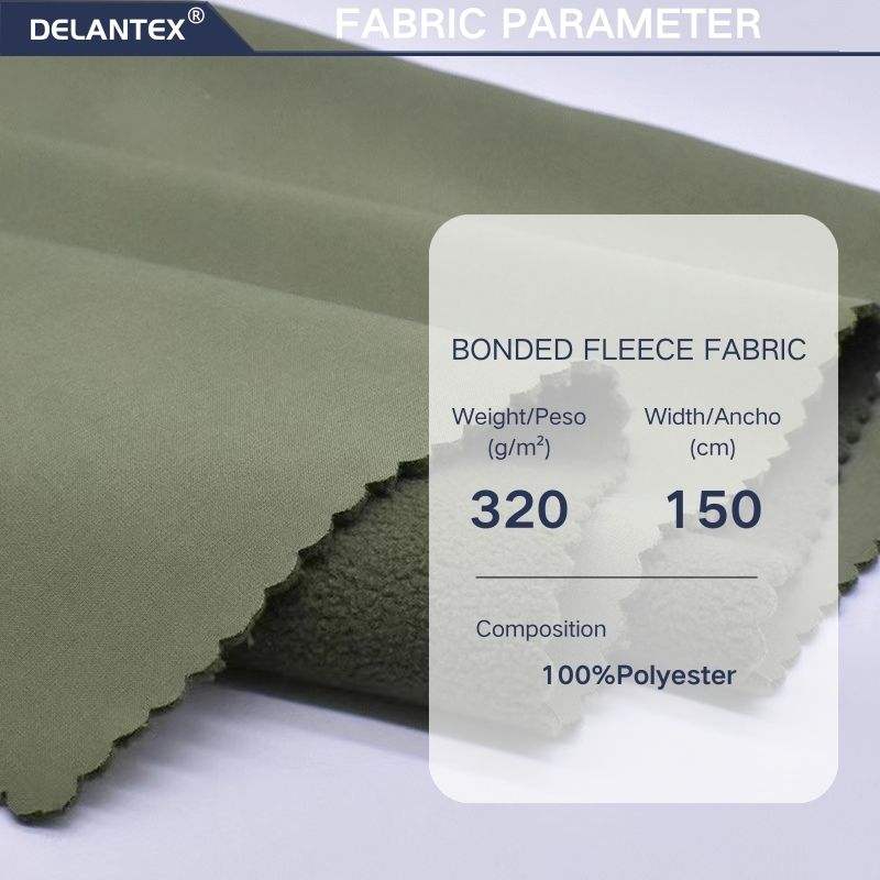 Delantex Wholesale 100% Polyester Windproof Laminated 4 Way Stretch Bonded Polar Fleece Fabric for Jacket