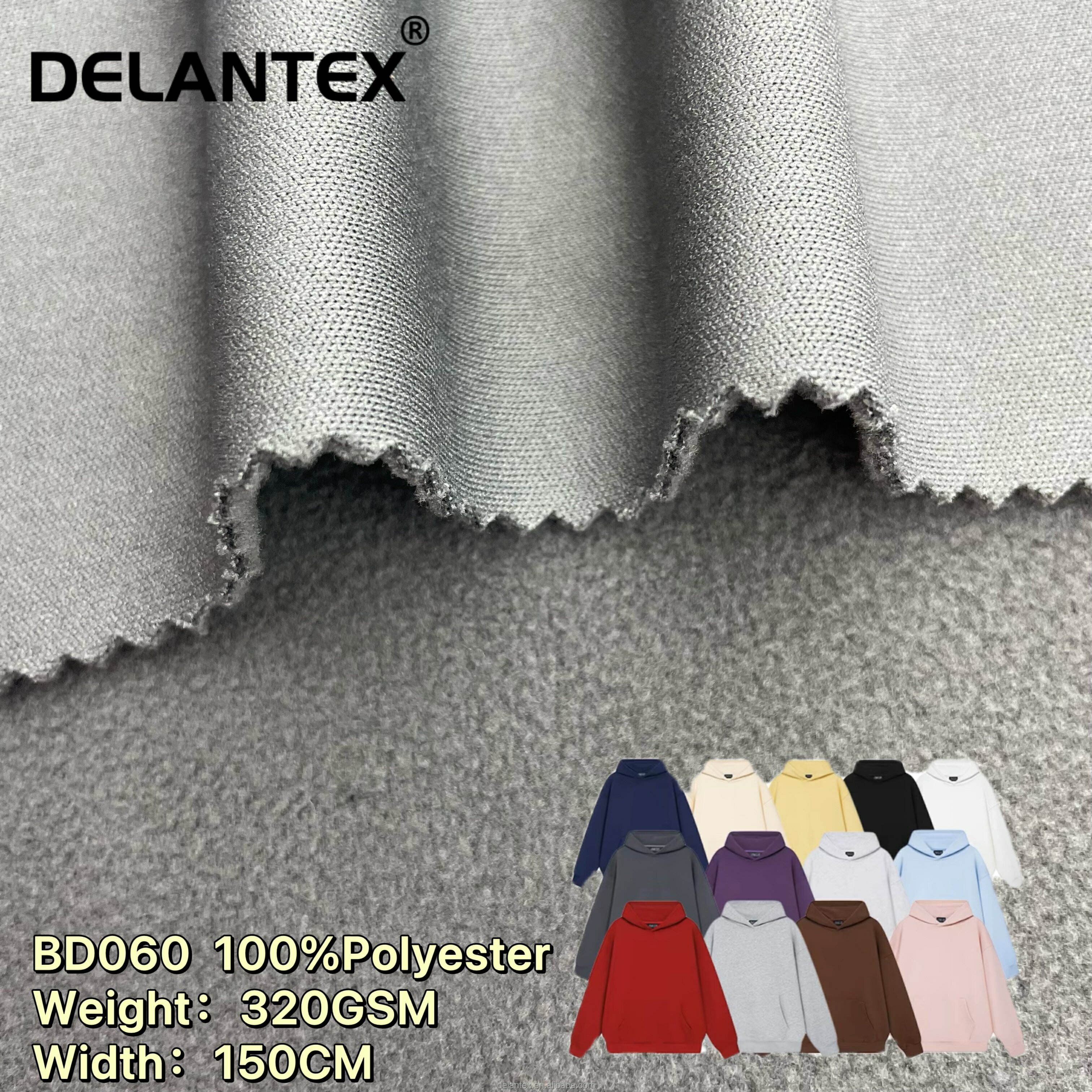 2 Layers Bonded Fleece Interlock Bonded Polyester Fabric for School Uniforms Tela Polifel 320GSM scuba Fleece Fabric