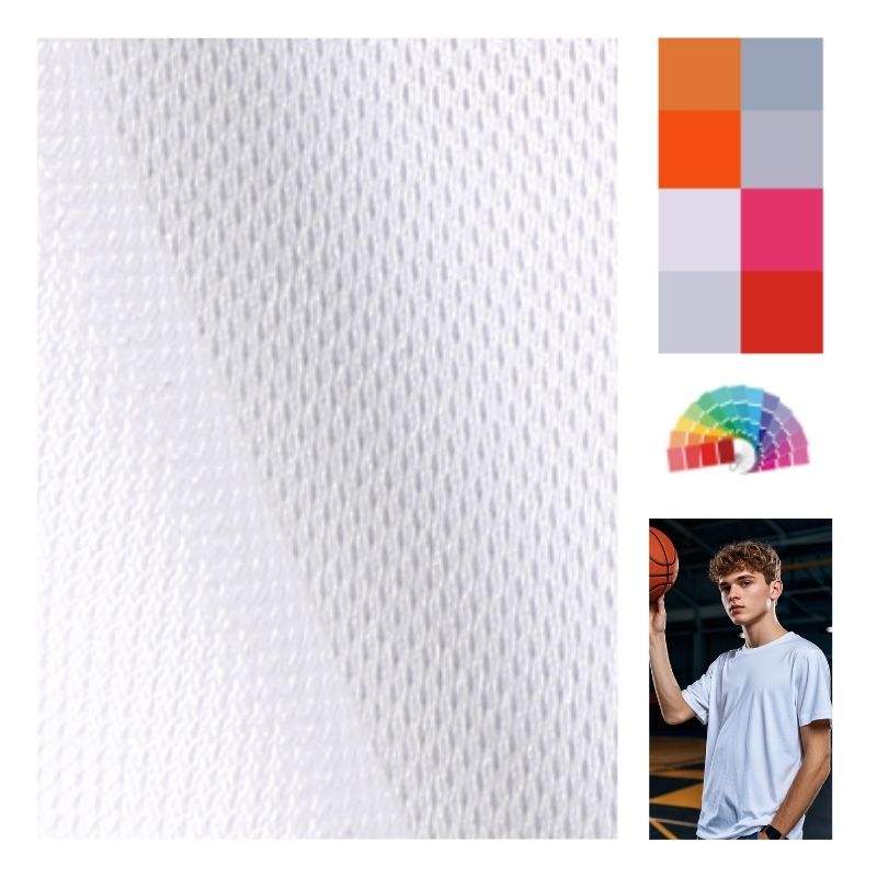 Delantex 100% Polyester Bird Eye Single Jacquard Wicking Uv-Cut Two Tone Functional Textile For Garment Apparel
