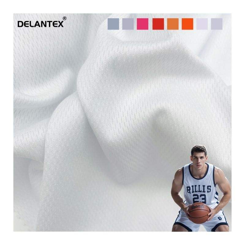 Delantex Fabric Supplier Hot Sale 2 Way Stretch White Bird Eye Mesh Fabric for Sublimation