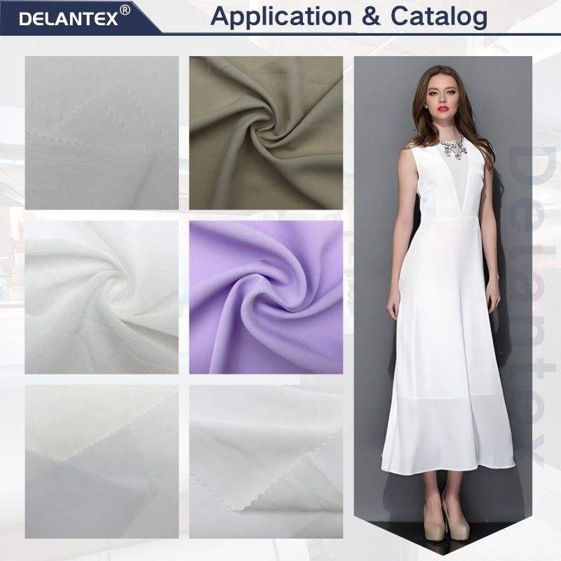 Delantex Customized 100%Polyester Chiffon Pearl Fabric Pearl Crepe Chiffon Fabric Ceruty Babydoll Fabric for Dress
