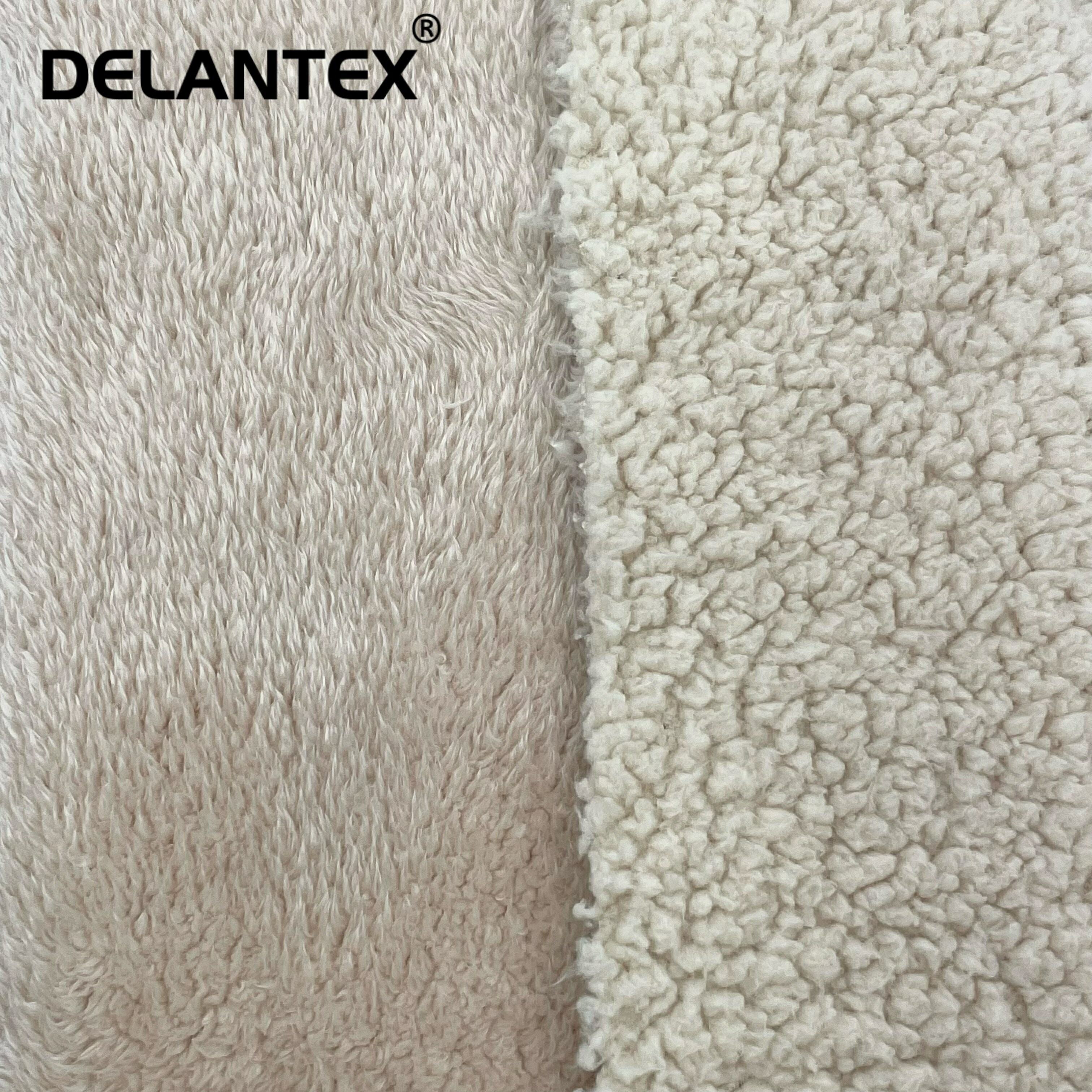 Delantex Shaoxing Textile Directly Factory Polyester Tela Sherpa Fleece Artificial Fur Fabric