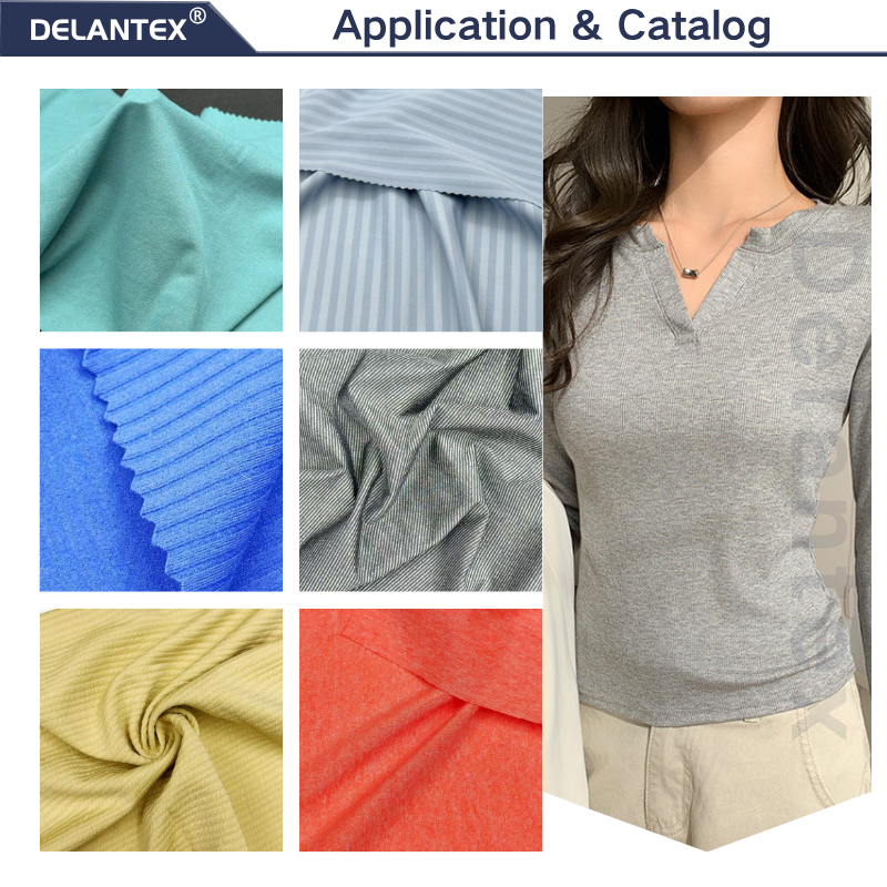 Delantex Recycle Nylon Spandex Fabric Rib Facade Tops Fabric 135cm 225gsm