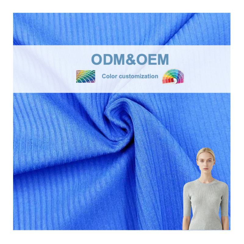 Delantex Recycle Nylon Spandex Fabric Rib Facade Tops Fabric 135cm 225gsm