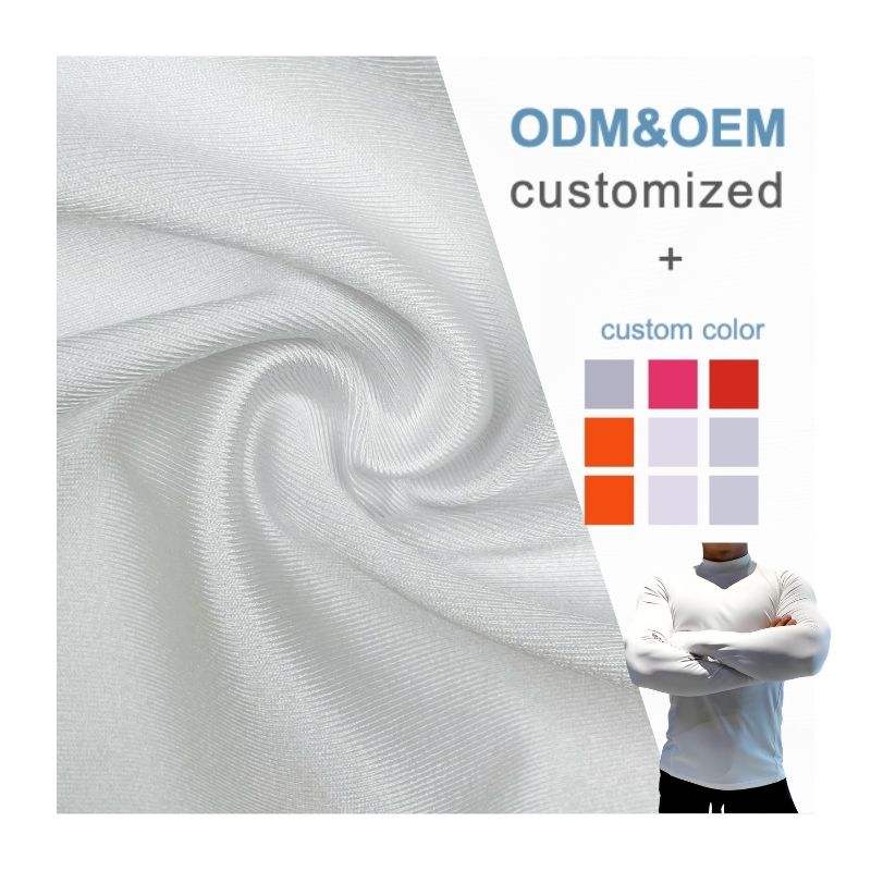 Delantex Customized Glossy White Polyester Spandex Jersey Fabric for Sportswear