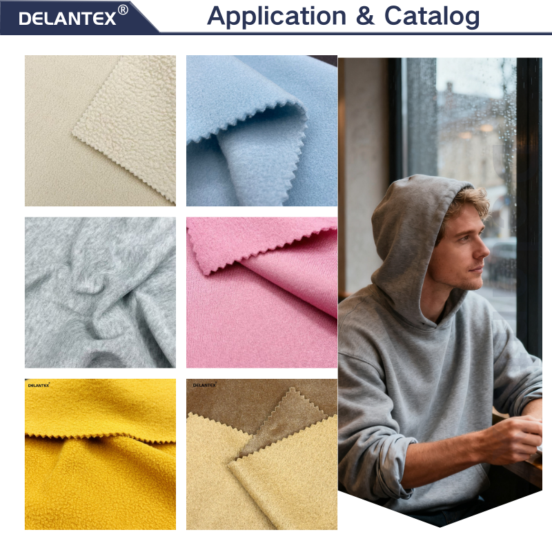 Delantex Winter Sweatshirt and Pants Fabric 100%polyester Material Fabric