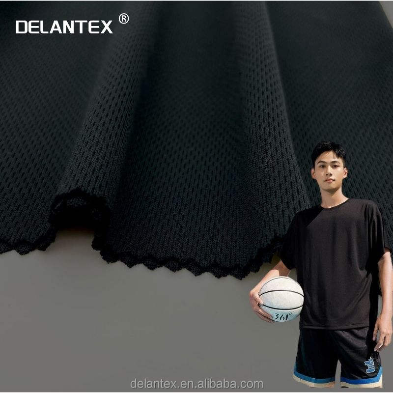 Delantex 100% Polyester 160CM 140GSM Pinhole Bird Eye Mesh Fabric for T-shirt