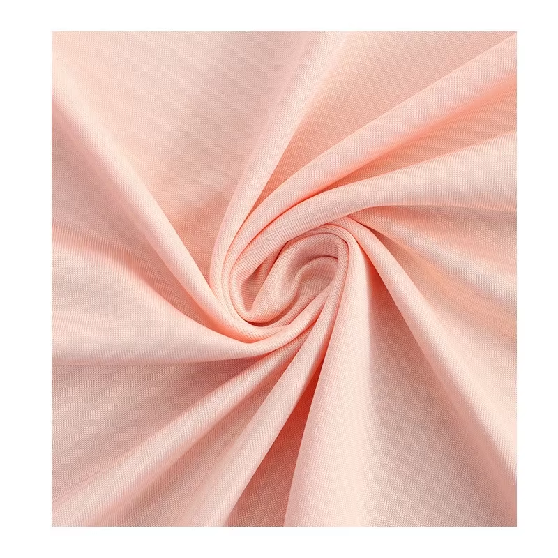 DTY Polyester Spandex Knitting 4-Way Stretch Single Jersey T-Shirt Solid Color Spandex Fabric Knitted Custom Plain Dyed