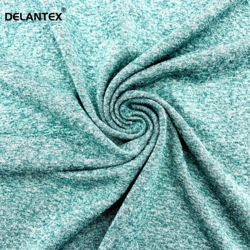 Delantex Cationic 90%Polyester 10%Spandex Melange Single Jersey for Sportswear
