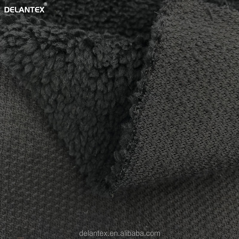 Delantex High Elastic 190GSM Lightweight Black Stretch Sherpa Fabric for Sale