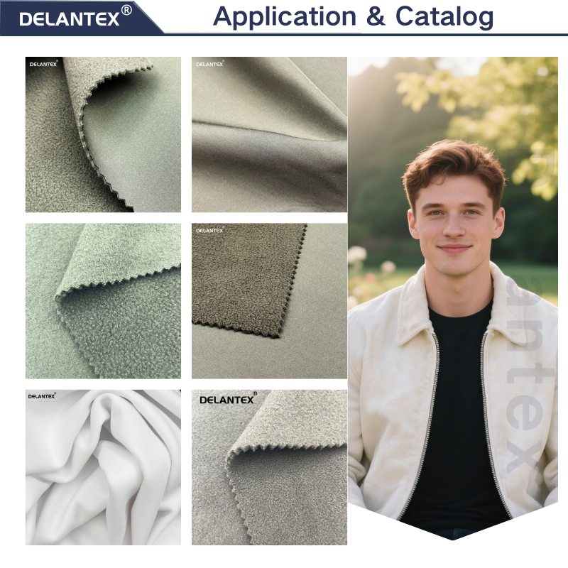 Delantex Soft Shell Fabric Windproof and Waterproof Workwear Fabric Soft100% Polyester Material Fleece Clothing Fabric Wholesale