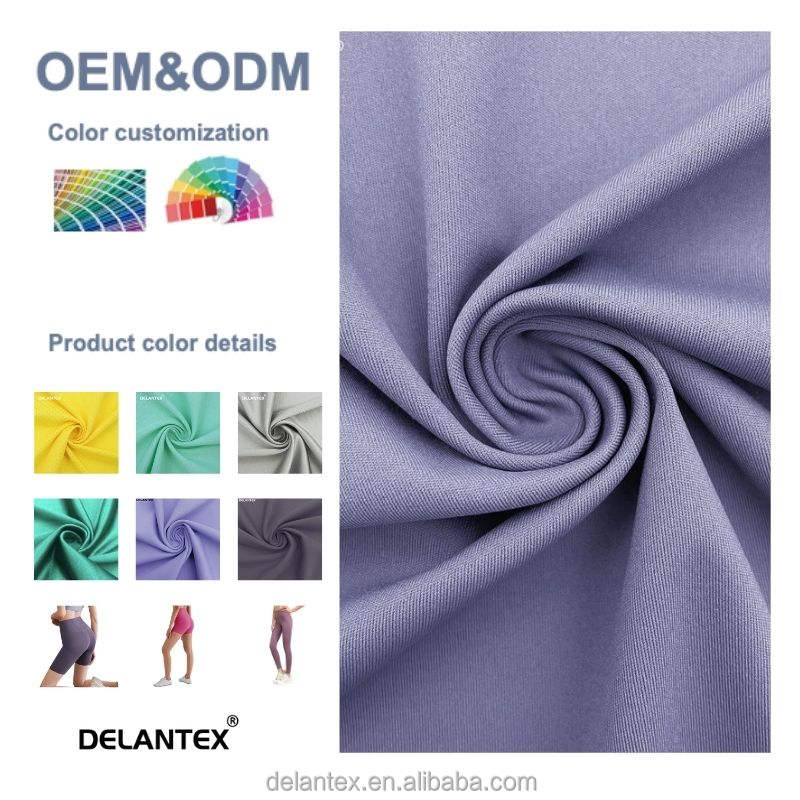 Delantex Hot Sale 80% Nylon 20% Spandex Interlock Fabric , Solid Knitting Interlock for Yoga Wear 160GSM