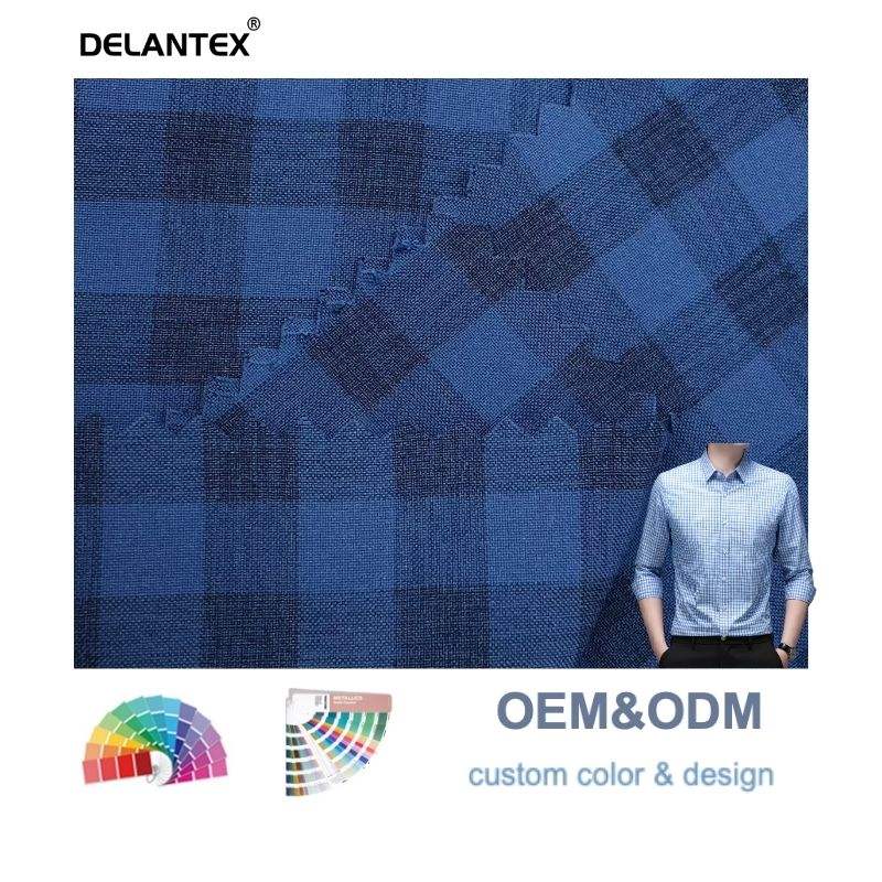 Delantex Lightweight Encryption Anti-Static Woven Polyester Cationic Grid Fabric for Shirt