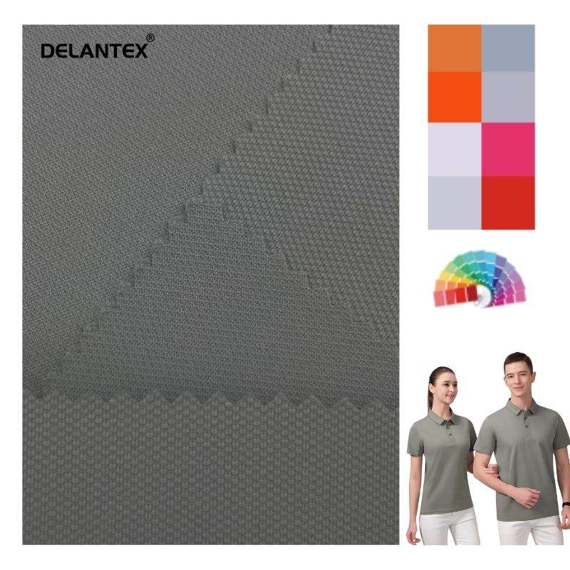Delantex Customized 100% Polyester Silver Gray Warp-knitted Fabric for Workwear Uniform