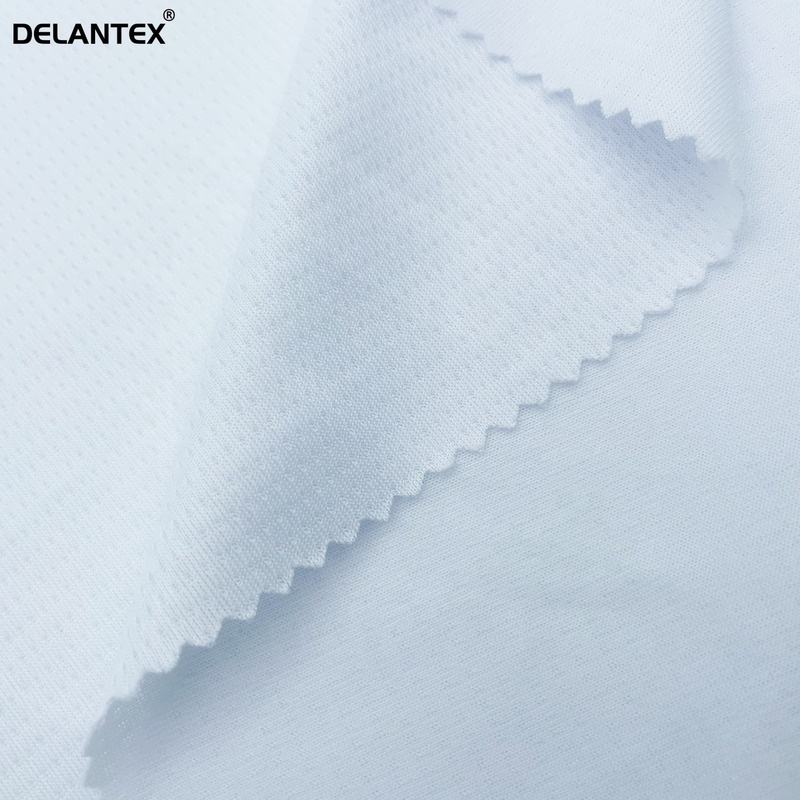 Delantex 190CM 125GSM White Wicking Stripe Dot Mesh Fabric for Activewear Quick Dry Fabric Free Sample