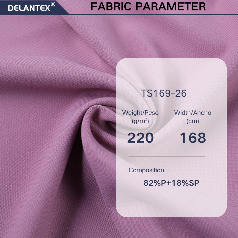 Delantex Polyester Spandex Fabric Weft Quick-Dry Breathable Plain Dye for Garments Packaged Rolls China Textile Manufacturing